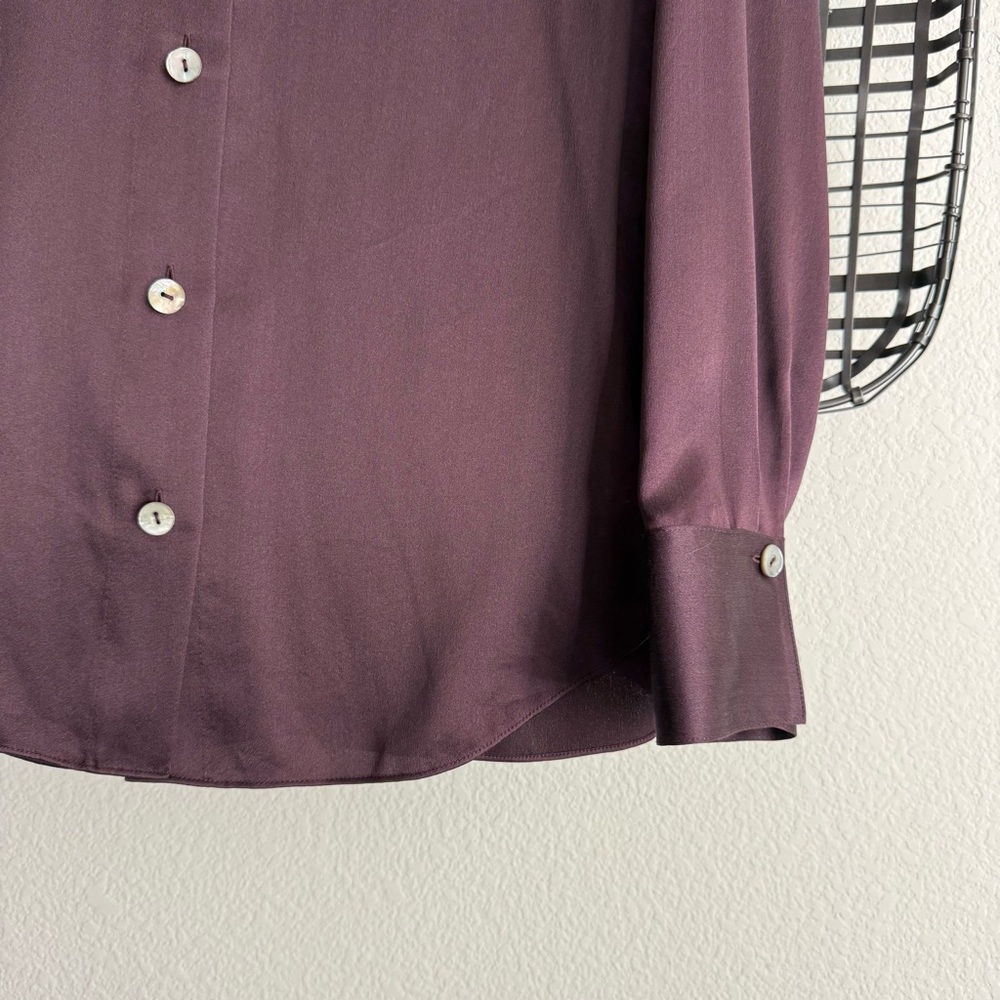 Silky Button-Down Blouse in Deep Plum - Picture 5 of 8